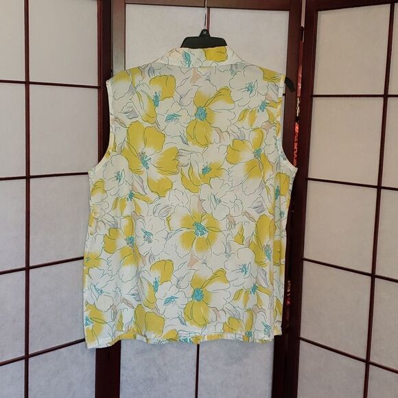 HABAND for HER Yellow Floral Button Up Top - Picture 5 of 7